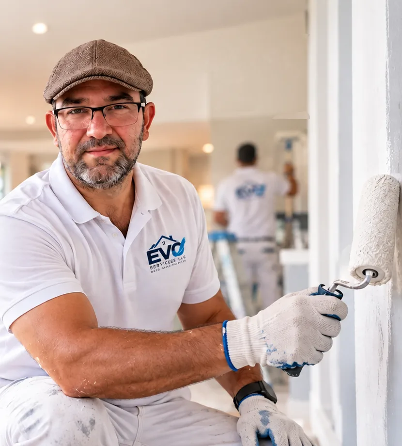 Patrick, owner of EVO Services LLC, painting a home interior in Boca Raton, Florida
