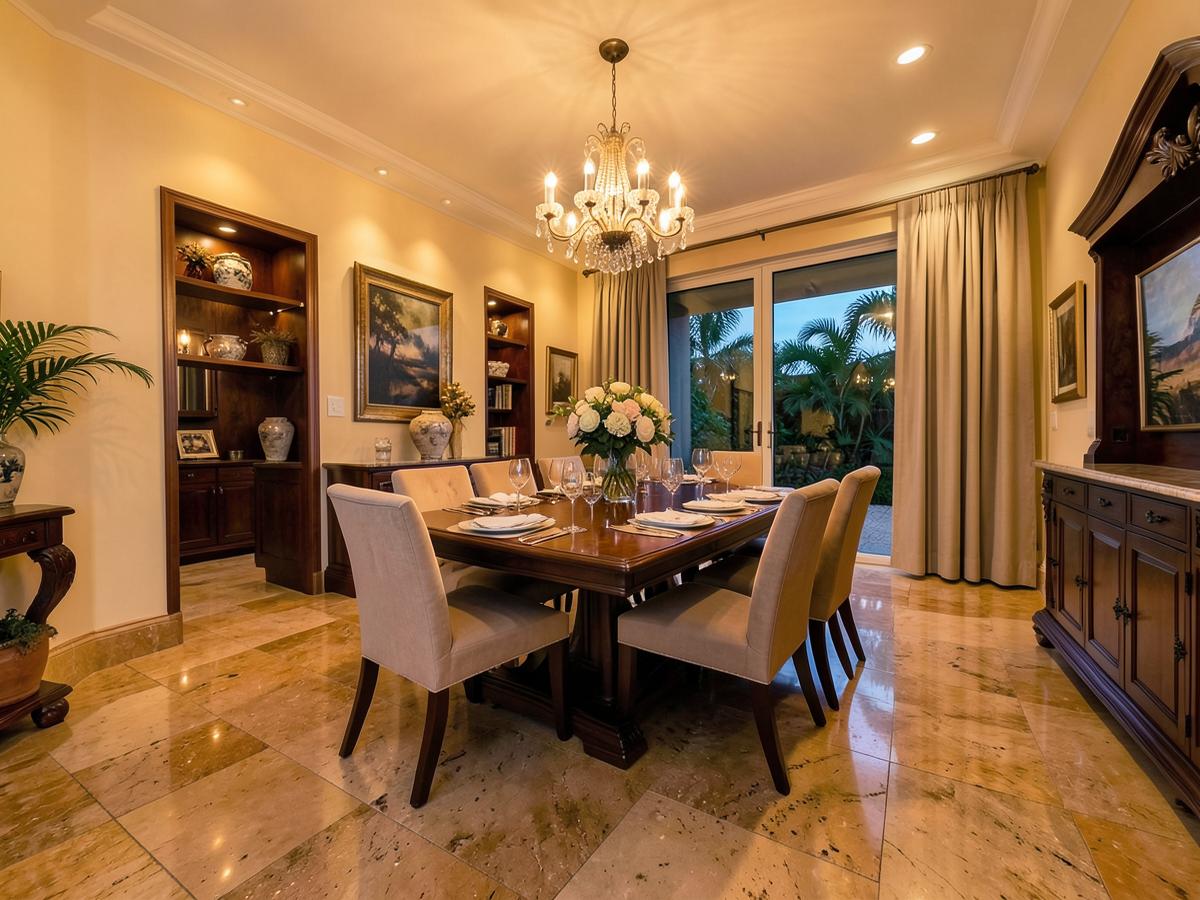 Elegant South Florida interior featuring natural stone
